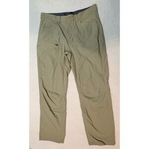 Eddie Bauer Mens Fleece Lined Tech Pants Size 34x32 Khaki Outdoor Nylon Hiking